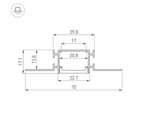 Профиль FANTOM-BENT-W23-TOP-2000 ANOD (Arlight, Алюминий)  0440347(1)  Arlight