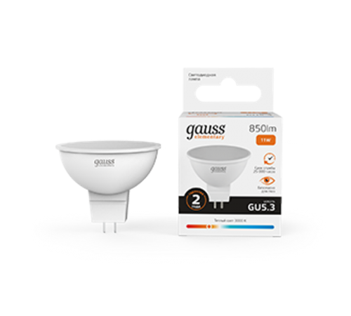 Лампа светодиодная Elementary MR16 11W 850lm 3000K GU5.3 LED 1/10/100  13511  Gauss