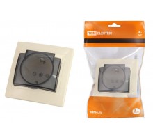 Розетка 2П+З с защ. шт. и крышкой 16А 250В IP42 сл. кость "Таймыр"  SQ1814-0119  TDM