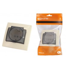 Розетка 2П+З с защ. шт. и крышкой 16А 250В IP42 сл. кость "Таймыр"  SQ1814-0119  TDM