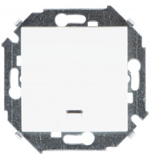 Simon 15 Белый Выключатель 1-кл кнопочный с подсветкой, 16А 250В, винт. зажим  1591160-030  Simon