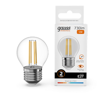 Лампа светодиодная   Filament Elementary Шар 12W 730lm 2700К Е27 LED 1/10/100  52212  Gauss