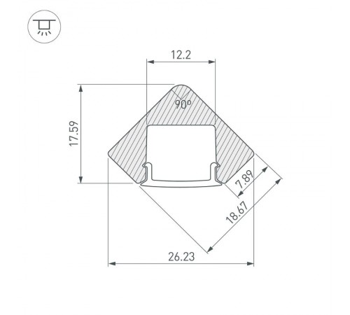 Профиль с экраном ALU-D45-2000 ANOD+FROST  018252  Arlight