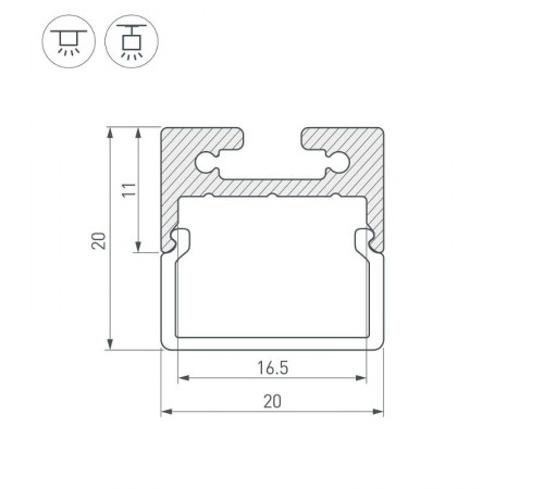 Профиль с экраном SL-LINE-2011M-2500 BLACK+OPAL SQUARE  027993  Arlight