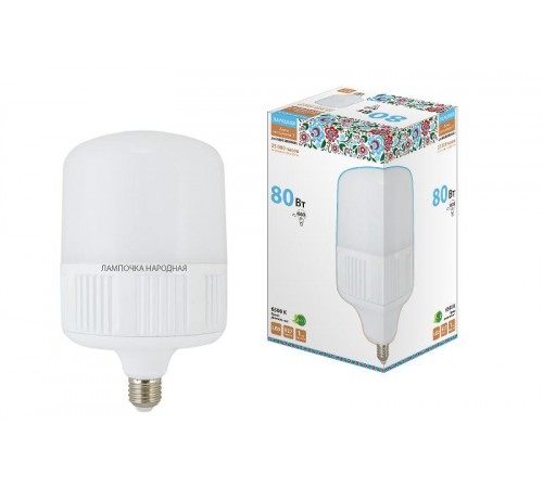 Лампа светодиодная T-80 Вт-230 В-6500 К-E27 (160x265 мм) НАРОДНАЯ  SQ0340-1586  TDM