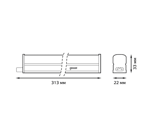 Светильник светодиодный линейный матовый TL Elementary 4W 4000K 313х22х33, 300лм 1/25  130411204  Gauss