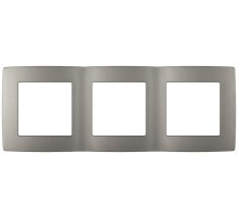 Рамка для розеток и выключателей ЭРА Серия 12 12-5003-16 на 3 поста, титан   Б0065739  ЭРА