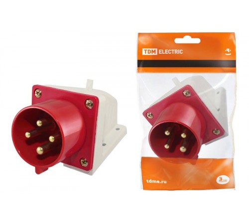 Вилка 514 стационарная 3Р+РЕ 16А 380В IP44   SQ0605-0012  TDM