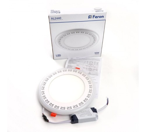 Светильник светодиодный встраиваемый декоративный AL2440, 16W, 1280Lm, белый (4000К) и синий  29598  FERON