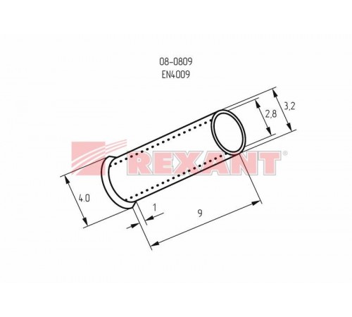 Наконечник штыревой втулочный L-9 мм 4 мм (НШВ 4.0-9/НГ 4,0-9)  08-0809  REXANT