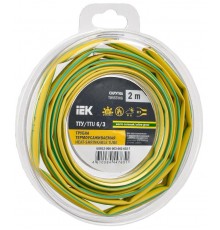 Трубка термоусадочная ТТУ нг-LS 6/3 жел-зел. (2м/упак) IEK  UDR12-006-003-002-K52-T  IEK