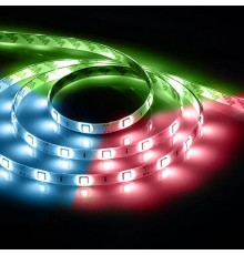 Лента светодиодная LS607/ 60SMD(5050)/м 14.4Вт/м 12V 5000*10*3мм RGB, IP65  27651  FERON