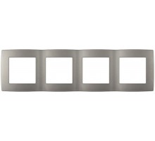 Рамка для розеток и выключателей ЭРА Серия 12 12-5004-16 на 4 поста, титан   Б0065741  ЭРА