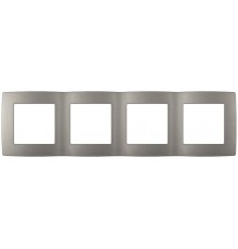 Рамка для розеток и выключателей ЭРА Серия 12 12-5004-16 на 4 поста, титан   Б0065741  ЭРА