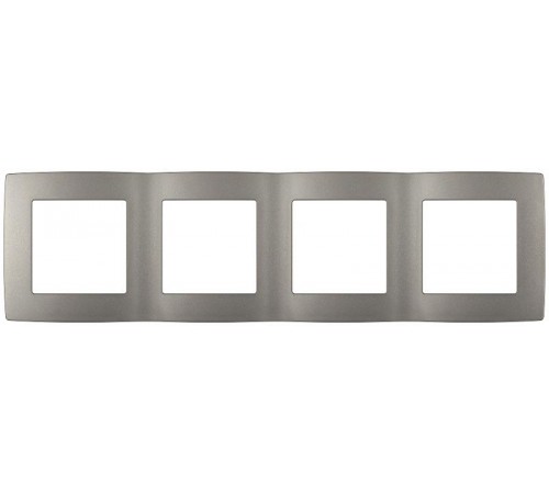 Рамка для розеток и выключателей ЭРА Серия 12 12-5004-16 на 4 поста, титан   Б0065741  ЭРА