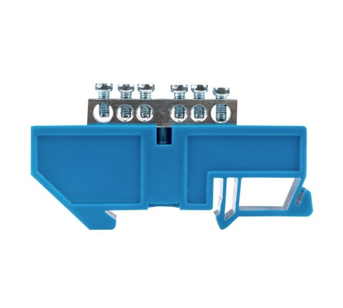 Шина "0" N (6x9мм) 6 отв. цинк синий изолятор на DIN-рейку sn1-63-06-dEKF