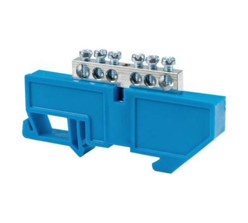 Шина "0" N (6x9мм) 6 отв. цинк синий изолятор на DIN-рейку sn1-63-06-dEKF