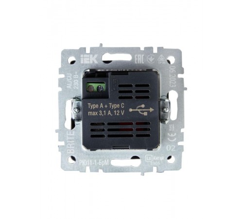 BRITE Розетка USB A+C 18Вт РЮ11-1-БрЧ черный  BR-U22-018-K02  IEK