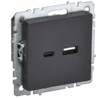 BRITE Розетка USB A+C 18Вт РЮ11-1-БрЧ черный  BR-U22-018-K02  IEK