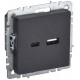 BRITE Розетка USB A+C 18Вт РЮ11-1-БрЧ черный  BR-U22-018-K02  IEK
