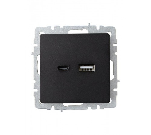 BRITE Розетка USB A+C 18Вт РЮ11-1-БрЧ черный  BR-U22-018-K02  IEK