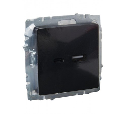 BRITE Розетка USB A+C 18Вт РЮ11-1-БрЧ черный  BR-U22-018-K02  IEK