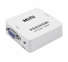 Конвертер VGA + Стерео 3,5 мм на HDMI, пластик, белый  17-6930  REXANT