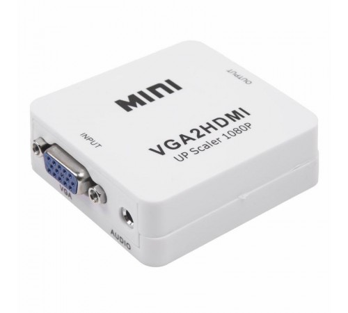 Конвертер VGA + Стерео 3,5 мм на HDMI, пластик, белый  17-6930  REXANT