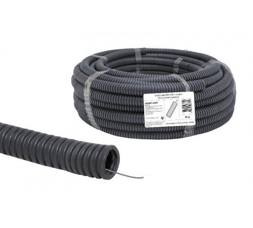 Труба гибкая гофрированная ПВХ 40мм с протяжкой лёгкая народная (25м)  SQ0401-0305  TDM