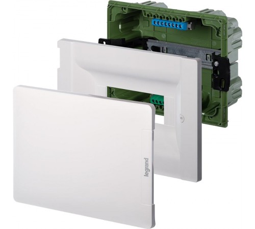 Practibox3 встраиваемый белая дверь 1х8м земля+нейтраль  401761  Legrand