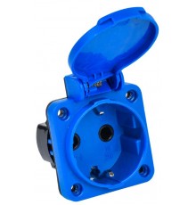 Розетка панельная 2Р+РЕ 16А з/к с крышкой IP44 синяя MAGNUM РП11-3  PSN71-016-3-2-44-K07  IEK