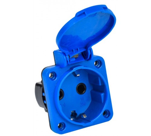 Розетка панельная 2Р+РЕ 16А з/к с крышкой IP44 синяя MAGNUM РП11-3  PSN71-016-3-2-44-K07  IEK