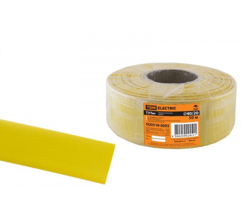 Термоусаживаемая трубка ТУТнг 40/20 желтая (50 м/ролл)   SQ0518-0093  TDM