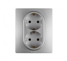 Etika Алюминий Розетка 2-ая с заземлением , винтовые клеммы, 16А, 250 В  672423  Legrand