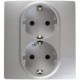 Etika Алюминий Розетка 2-ая с заземлением , винтовые клеммы, 16А, 250 В  672423  Legrand