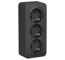 Blanca Антрацит О/У с изолирующей пластиной Розетка 3-ая с заземлением без шторок 16А, 250В  BLNRA010316  SE