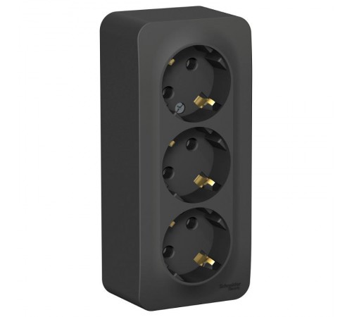 Blanca Антрацит О/У с изолирующей пластиной Розетка 3-ая с заземлением без шторок 16А, 250В  BLNRA010316  SE