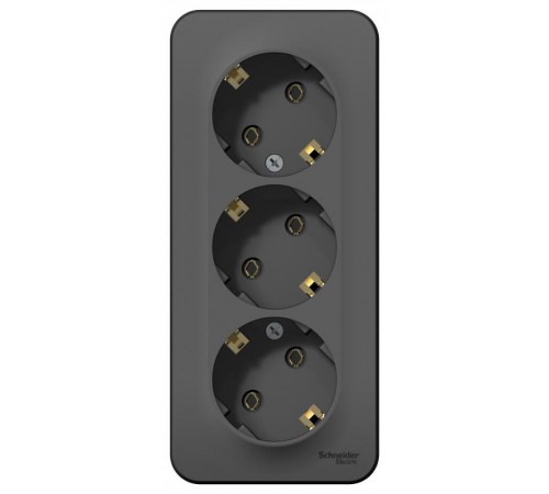 Blanca Антрацит О/У с изолирующей пластиной Розетка 3-ая с заземлением без шторок 16А, 250В  BLNRA010316  SE