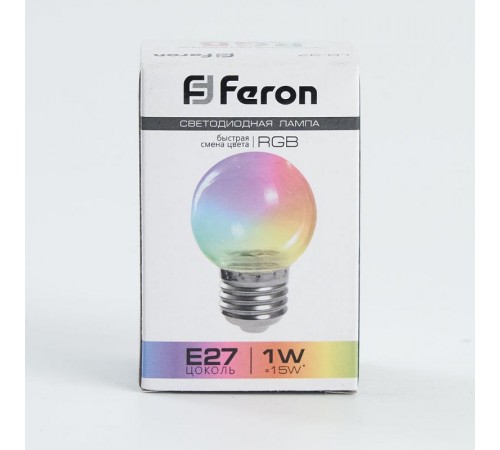 Лампа светодиодная LB-37 (1W) 230V E27 RGB для белт лайта G45 прозрачный быстрая смена цвета  38129  Feron