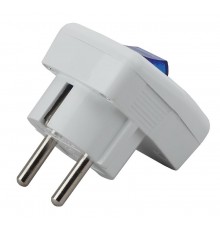 Vx5-W ЭРА Вилка с/з с выключателем 16A белая (24/8)  Б0039675  ЭРА