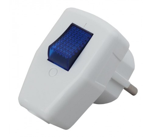 Vx5-W ЭРА Вилка с/з с выключателем 16A белая (24/8)  Б0039675  ЭРА