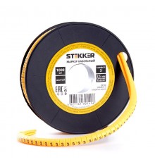 Кабель-маркер "3" для провода сеч.1,5мм , желтый (1000шт в упак)  39089  STEKKER