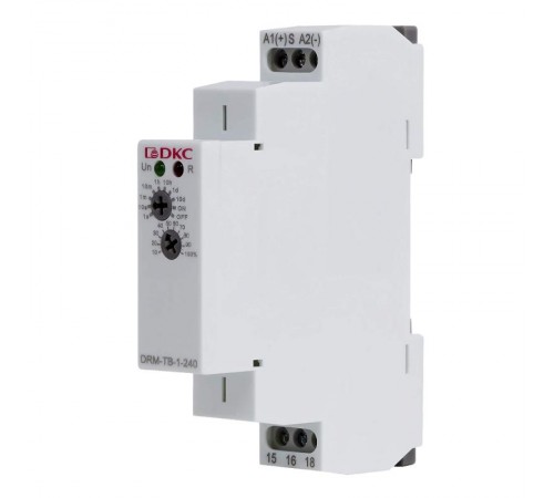 Реле времени, задержка выключения, конфигурация контакта 1CO, AС/DC 12-240В  DRM-TB-1-240  DKC