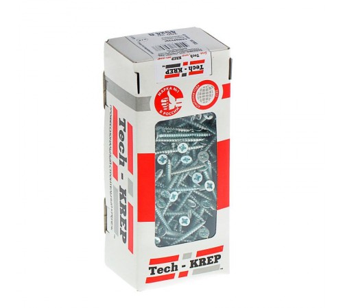 Саморезы универсальные 45х4,0 мм (200 шт) оцинкованные - коробка с окном ( 0,475 кг)  102183  Tech-KREP