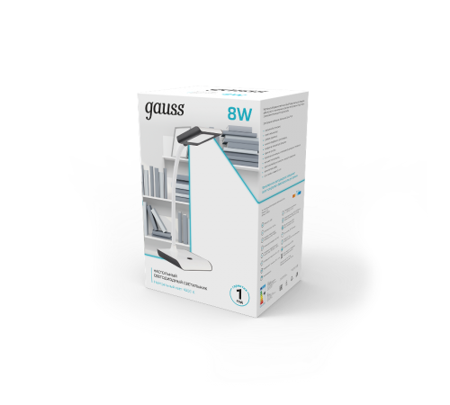Светильник настольный GTL101 8W 550lm 4000K 220-240V белый c черным LED 1/20  GT1012  Gauss