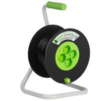 Удлинитель силовой ЭРА GREEN LINE KAT-2x1.5-30m Greenline на катушке пластик 4 розетки без заземления 30м ПВС 2x1.5мм2   Б0065083  ЭРА