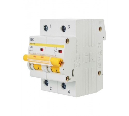 Выключатель автоматический двухполюсный ВА47-100 40А C 10кА KARAT  MVA40-2-040-C  IEK