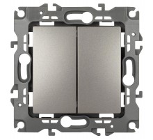 Переключатель перекрестный ЭРА Серия 12 12-1112-16 двойной, 10АХ-250В, титан   Б0065693  ЭРА