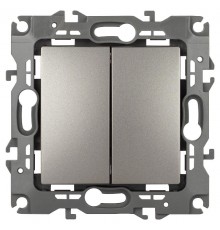 Переключатель перекрестный ЭРА Серия 12 12-1112-16 двойной, 10АХ-250В, титан   Б0065693  ЭРА