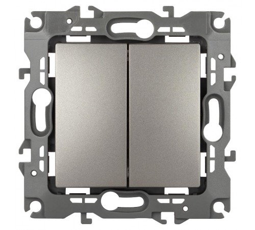 Переключатель перекрестный ЭРА Серия 12 12-1112-16 двойной, 10АХ-250В, титан   Б0065693  ЭРА
